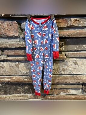 Sweet Bamboo Blue Holiday Hats Long Sleeve Jumpsuit Zipper Front